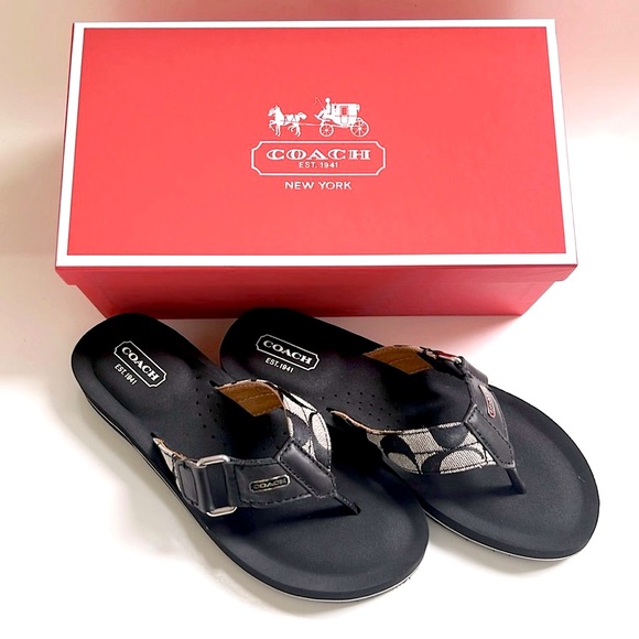 Coach Black w/Signature C Pattern Sandals; size 5.5 - Picture 2 of 5